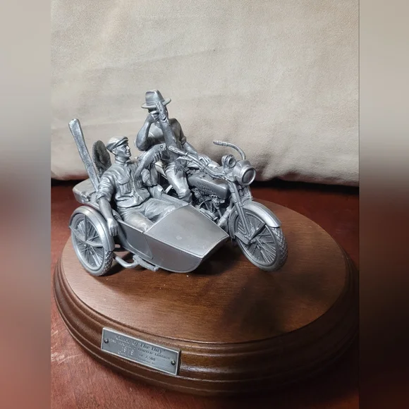 1992 Fine Pewter Harley Davidson Silver Motorcycle Sculpture #1919 Of 2,500 - Picture 2 of 9